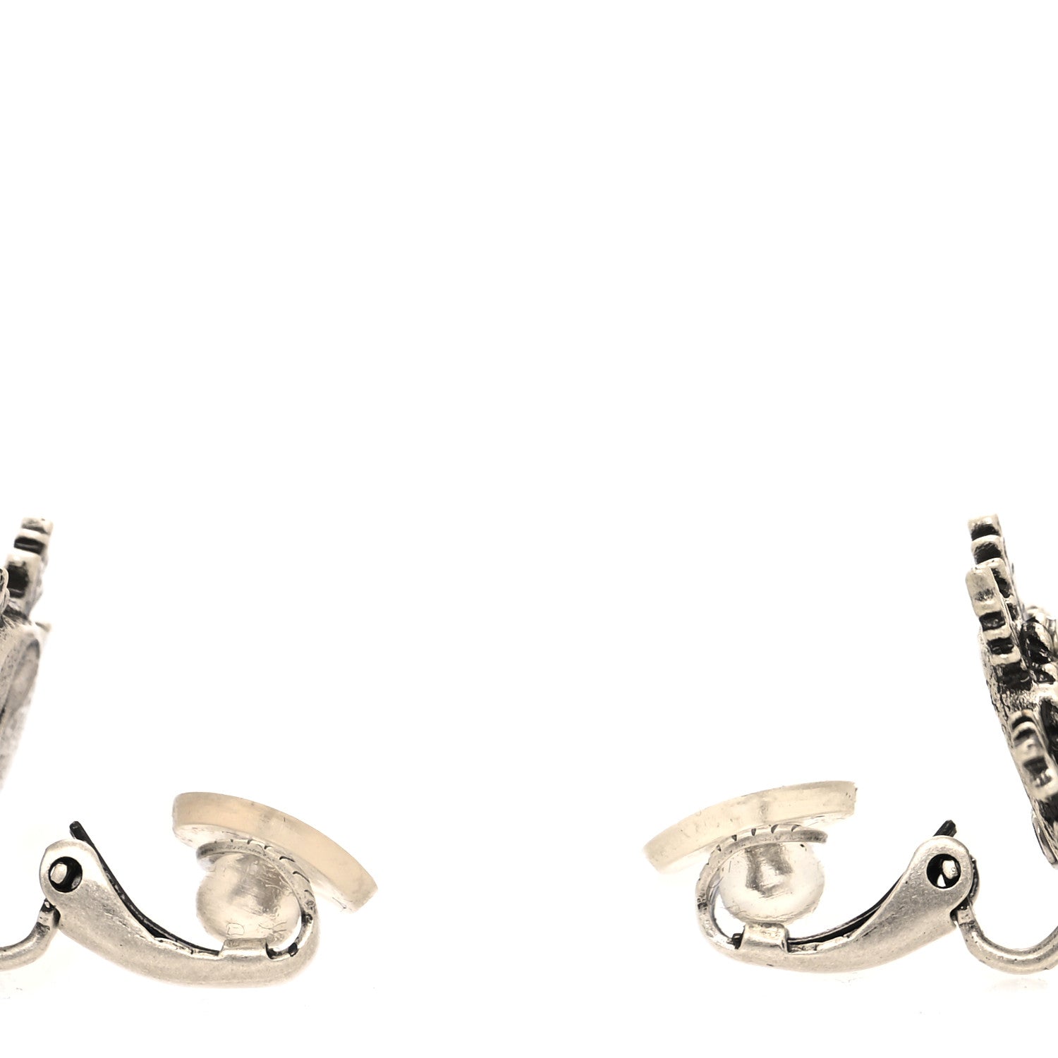 Chanel Pearl CC Leaf Clip On Earrings Silver 3 of 4