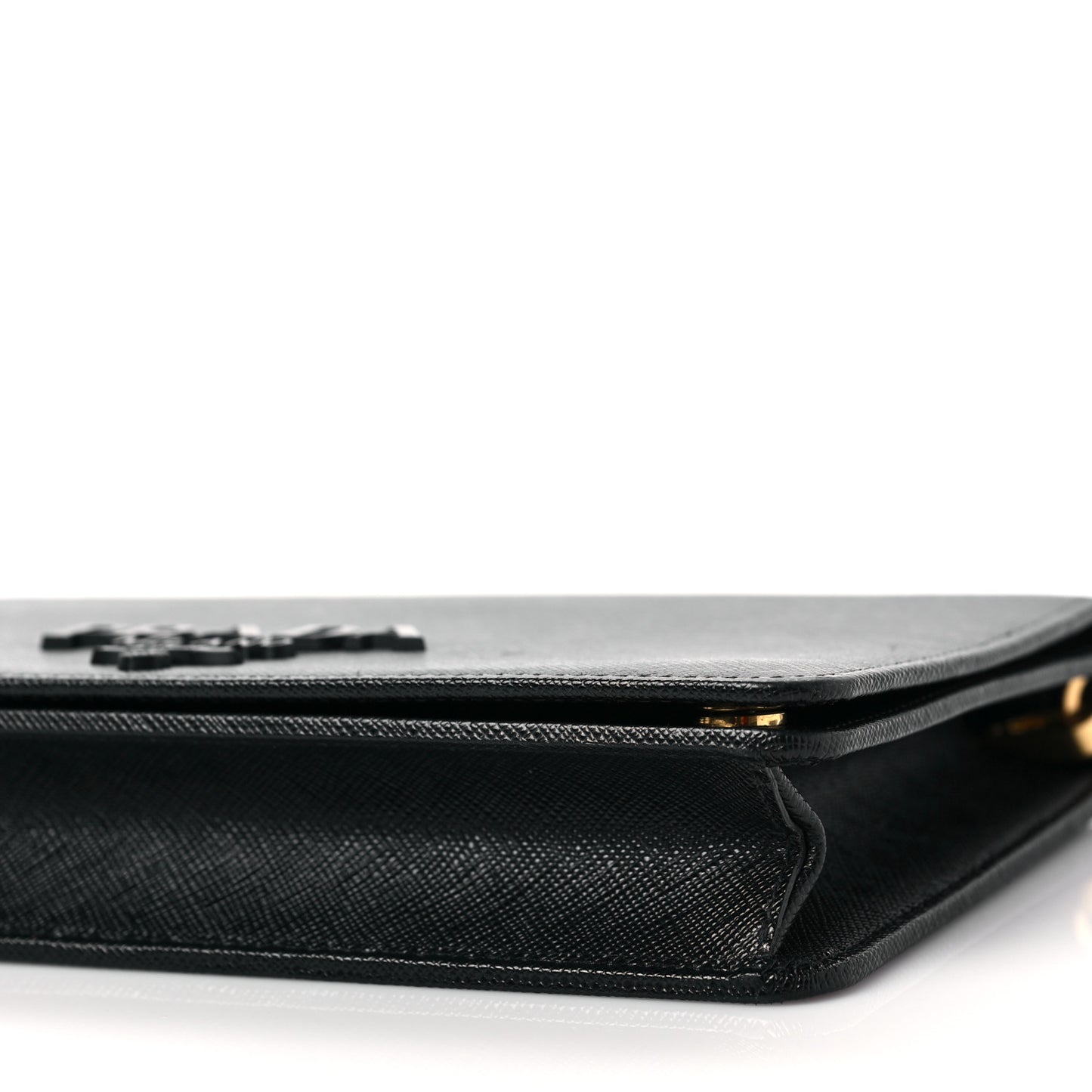 Saffiano Lux Monochrome Chain Wallet Black