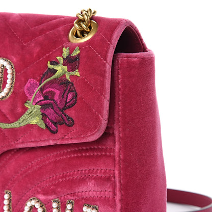 Gucci Velvet Matelasse Blind for Love Embroidered Medium GG Marmont Shoulder Bag Light Raspberry Rose Multicolor 13 of 20