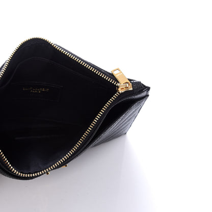 Saint Laurent Grain De Poudre Chevron Monogram Bill Pouch Black 5 of 6