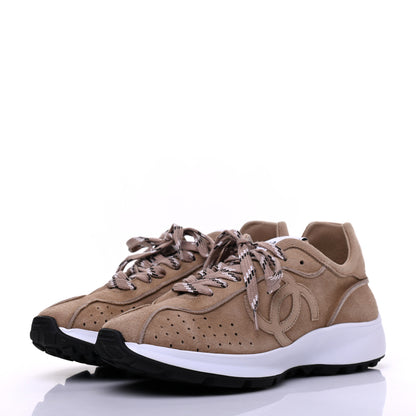 Chanel Suede Goatskin CC Sneakers 39 Dark Beige 3 of 9