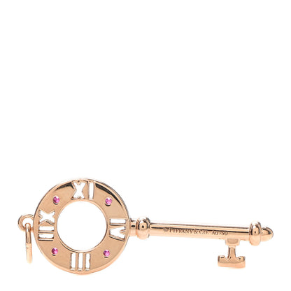 Tiffany 18K Rose Gold Ruby Atlas Pierced Key Pendant 3 of 4