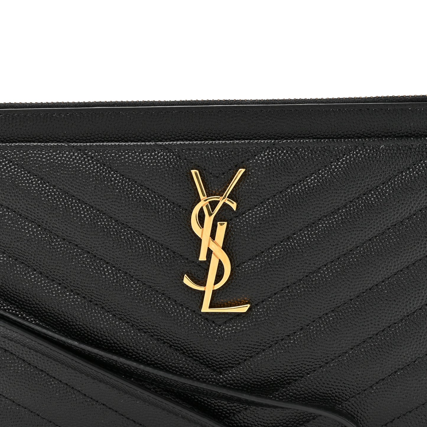 Grain De Poudre Chevron Monogram Large Bill Pouch Black