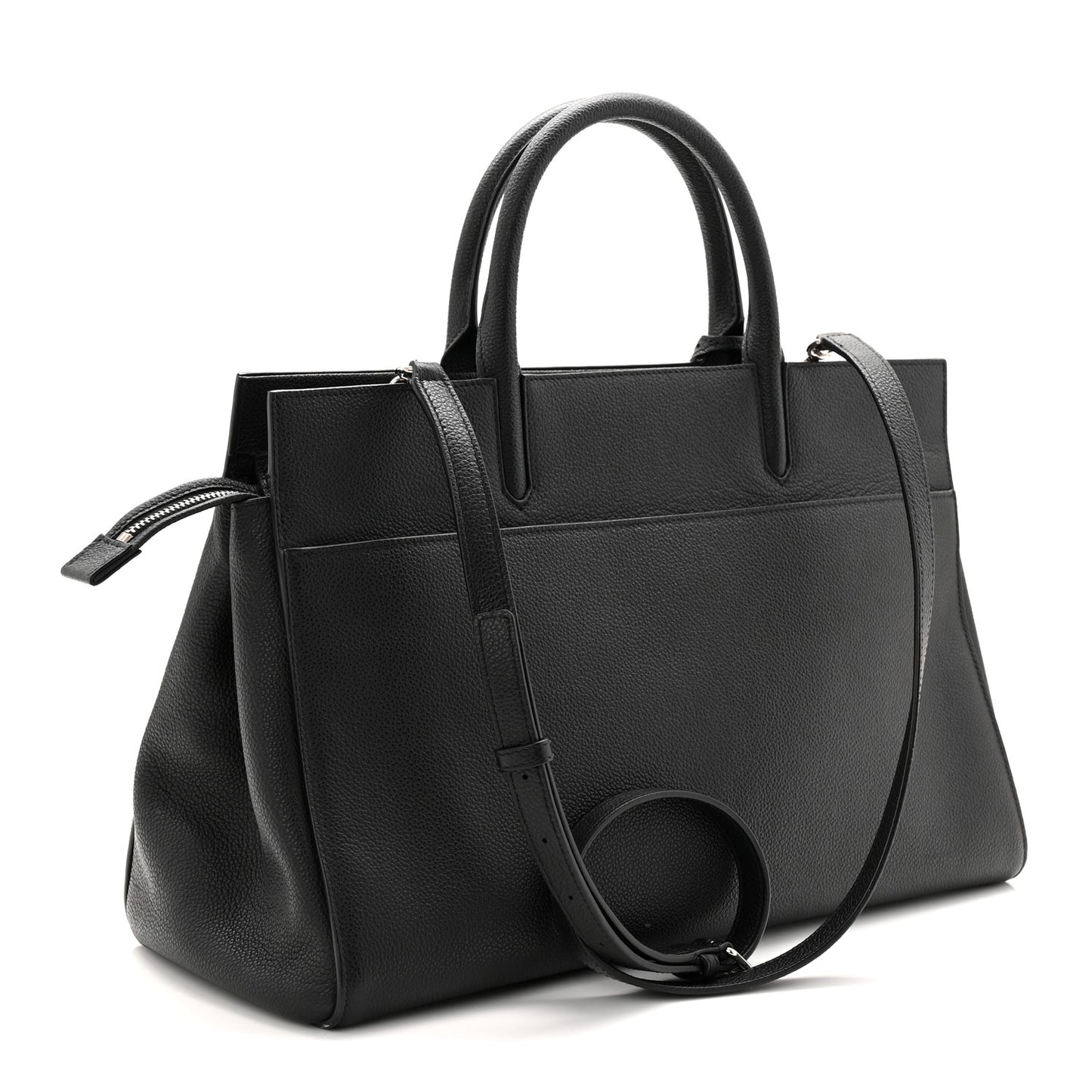 Grained Calfskin Medium Cabas Rive Gauche Black