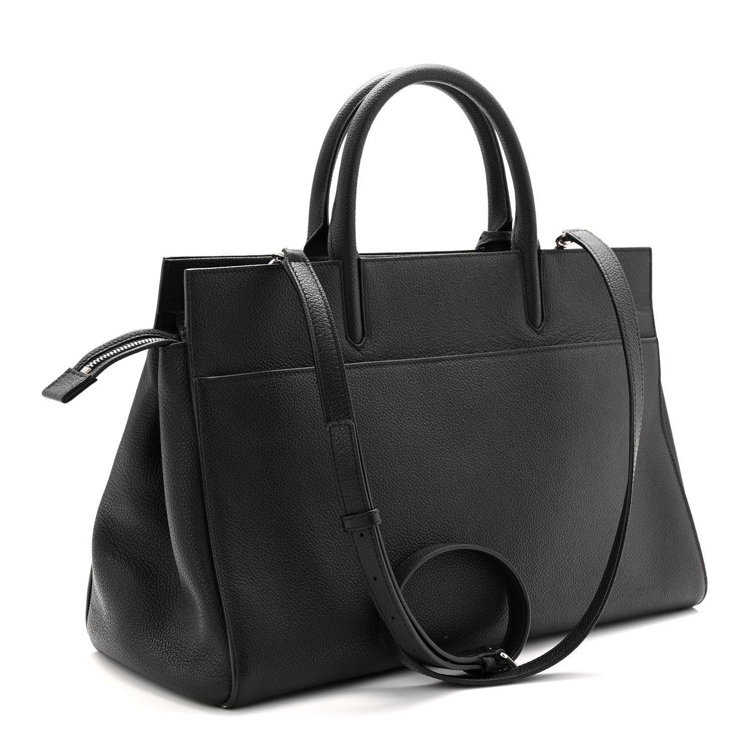 Saint Laurent Grained Calfskin Medium Cabas Rive Gauche Black 3 of 11
