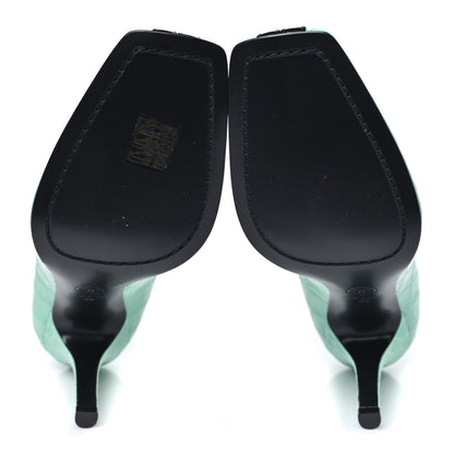 Chanel Crocodile Embossed Patent Calfskin Pumps 38 Green Black 6 of 10