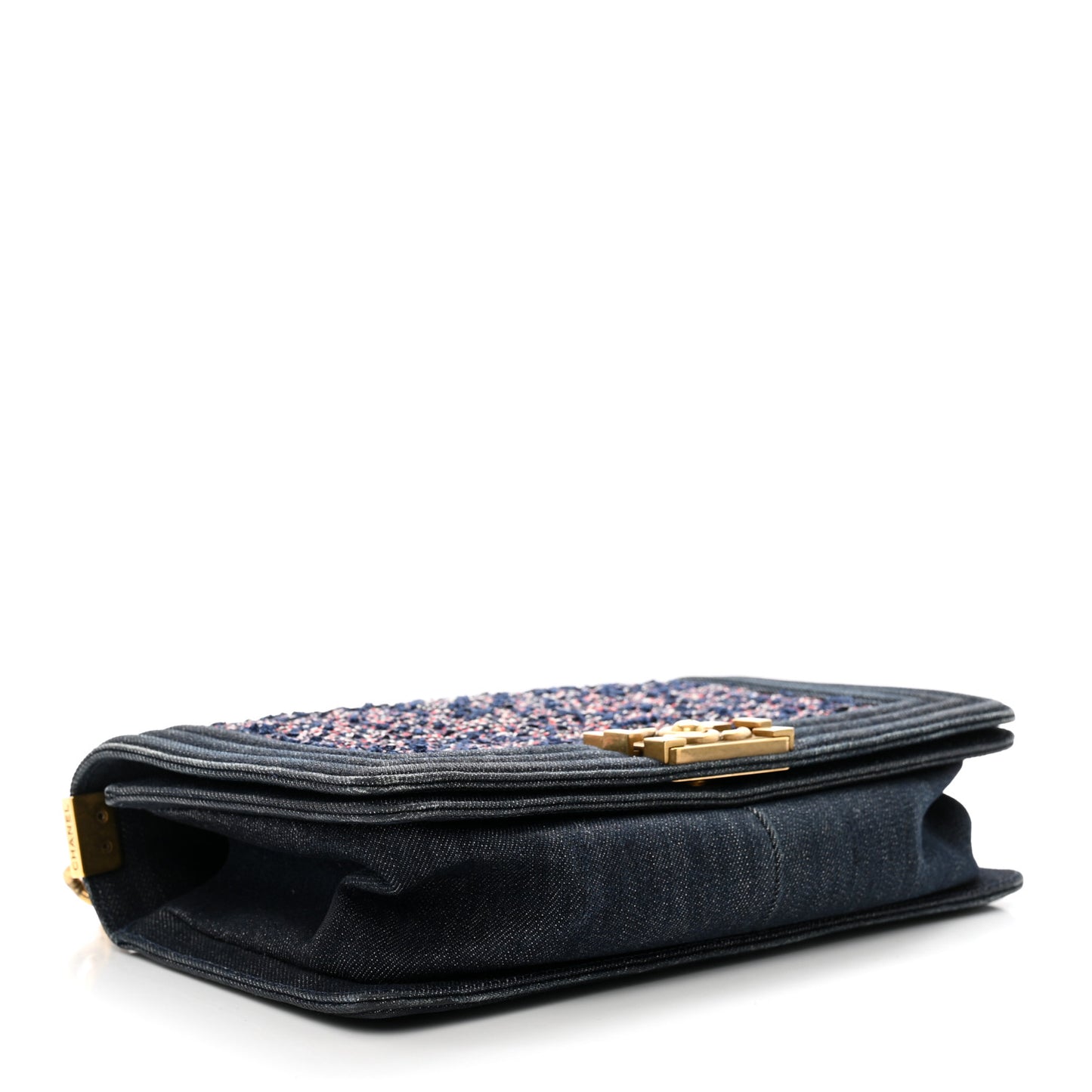 Tweed Denim Medium Boy Flap Navy Blue