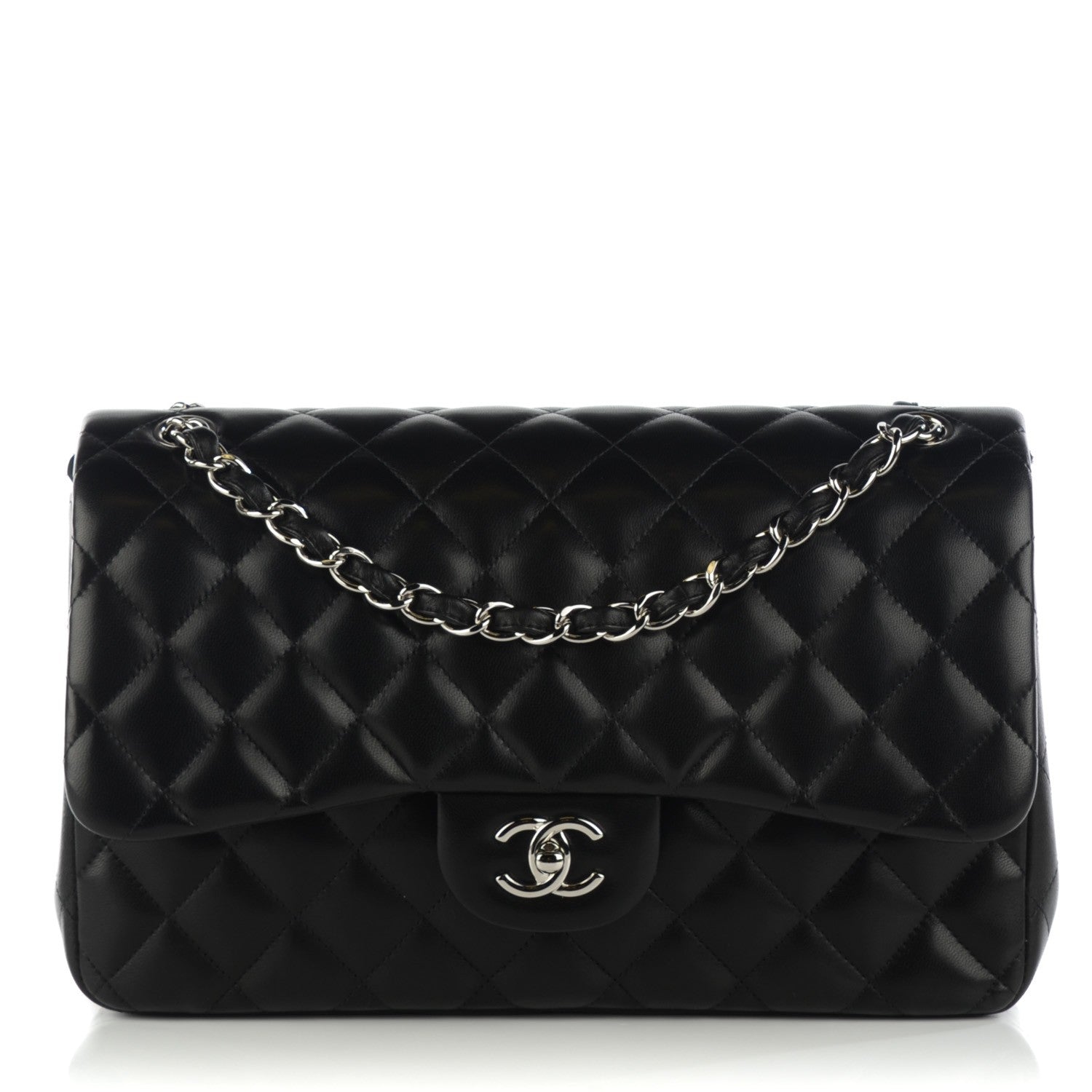 Chanel Lambskin Quilted Jumbo Double Flap Black 1 of 7