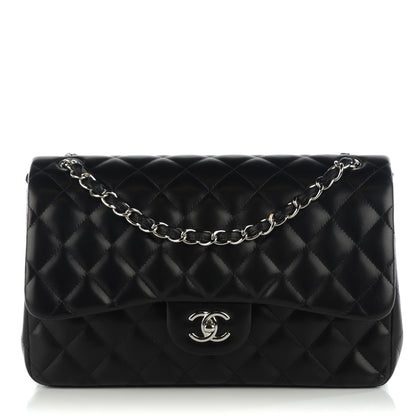 Chanel Lambskin Quilted Jumbo Double Flap Black 1 of 7