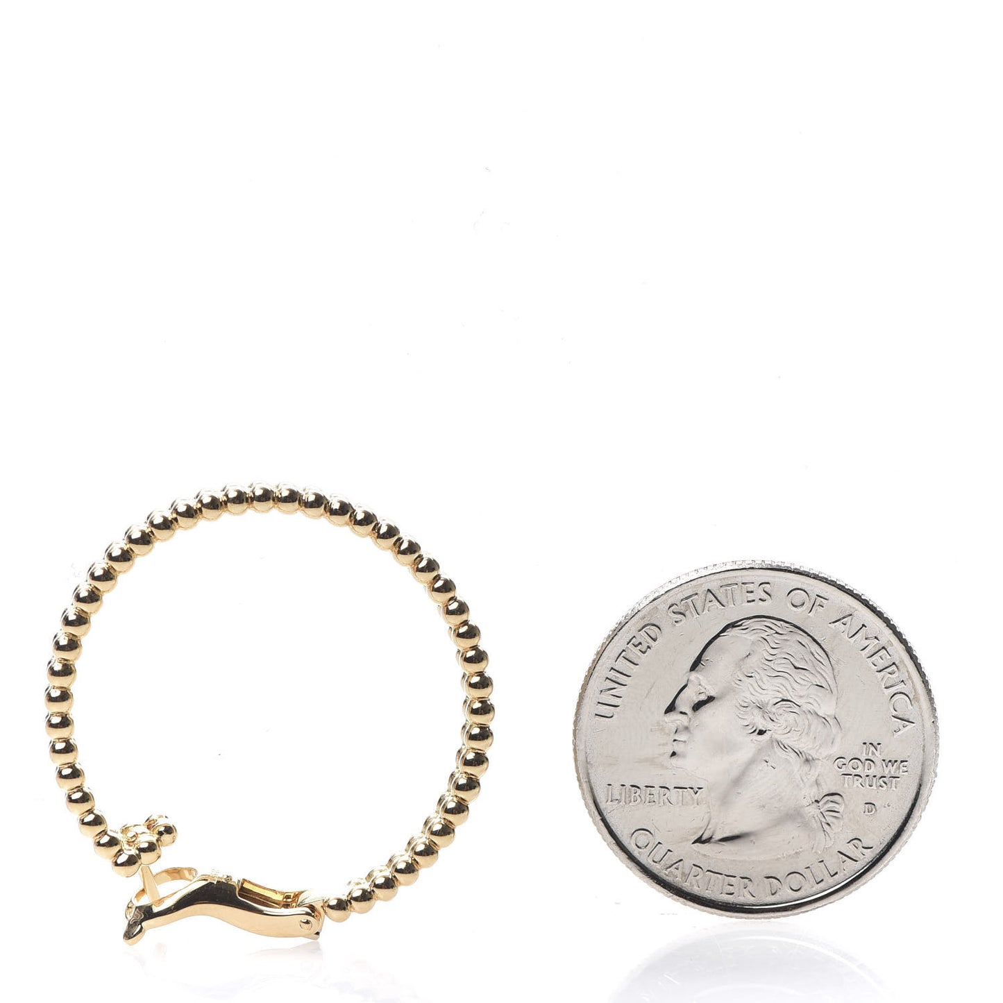 18K Yellow Gold Diamond Perlee Hoop Earrings