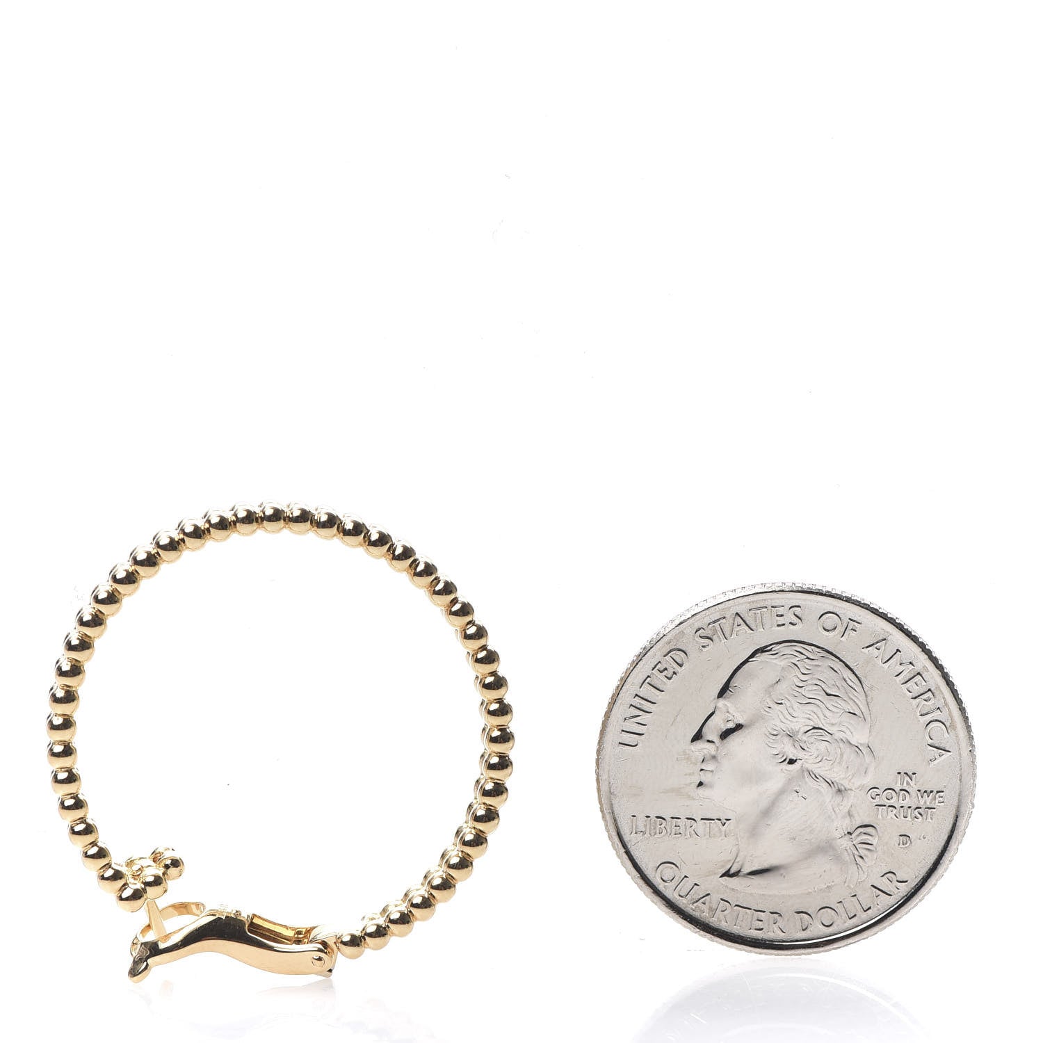 Van Cleef & Arpels 18K Yellow Gold Diamond Perlee Hoop Earrings 2 of 6