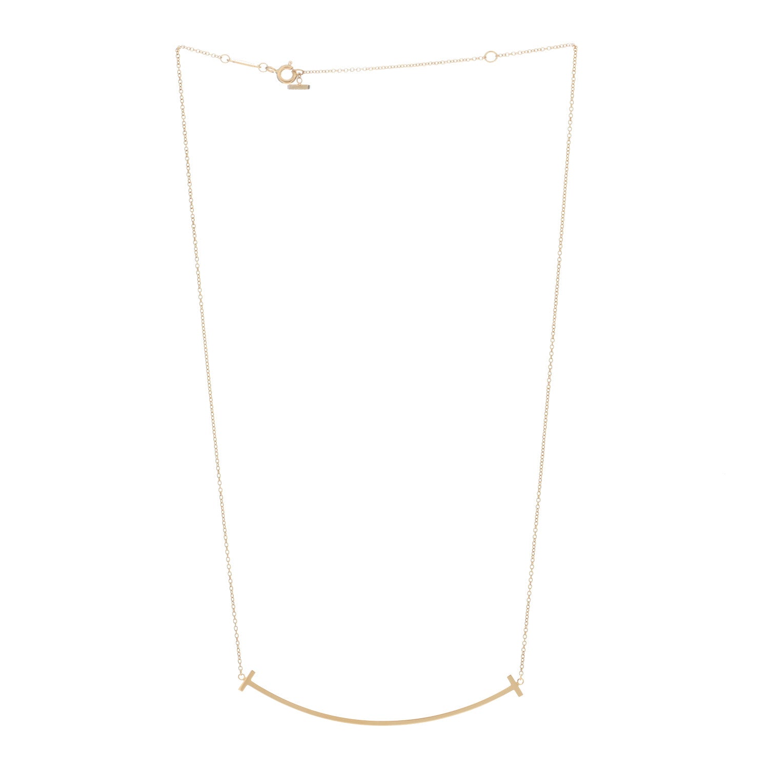 Tiffany 18K Yellow Gold Large T Smile Pendant Necklace 2 of 4