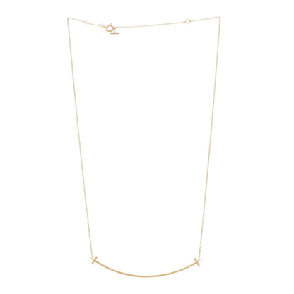 Tiffany 18K Yellow Gold Large T Smile Pendant Necklace 2 of 4