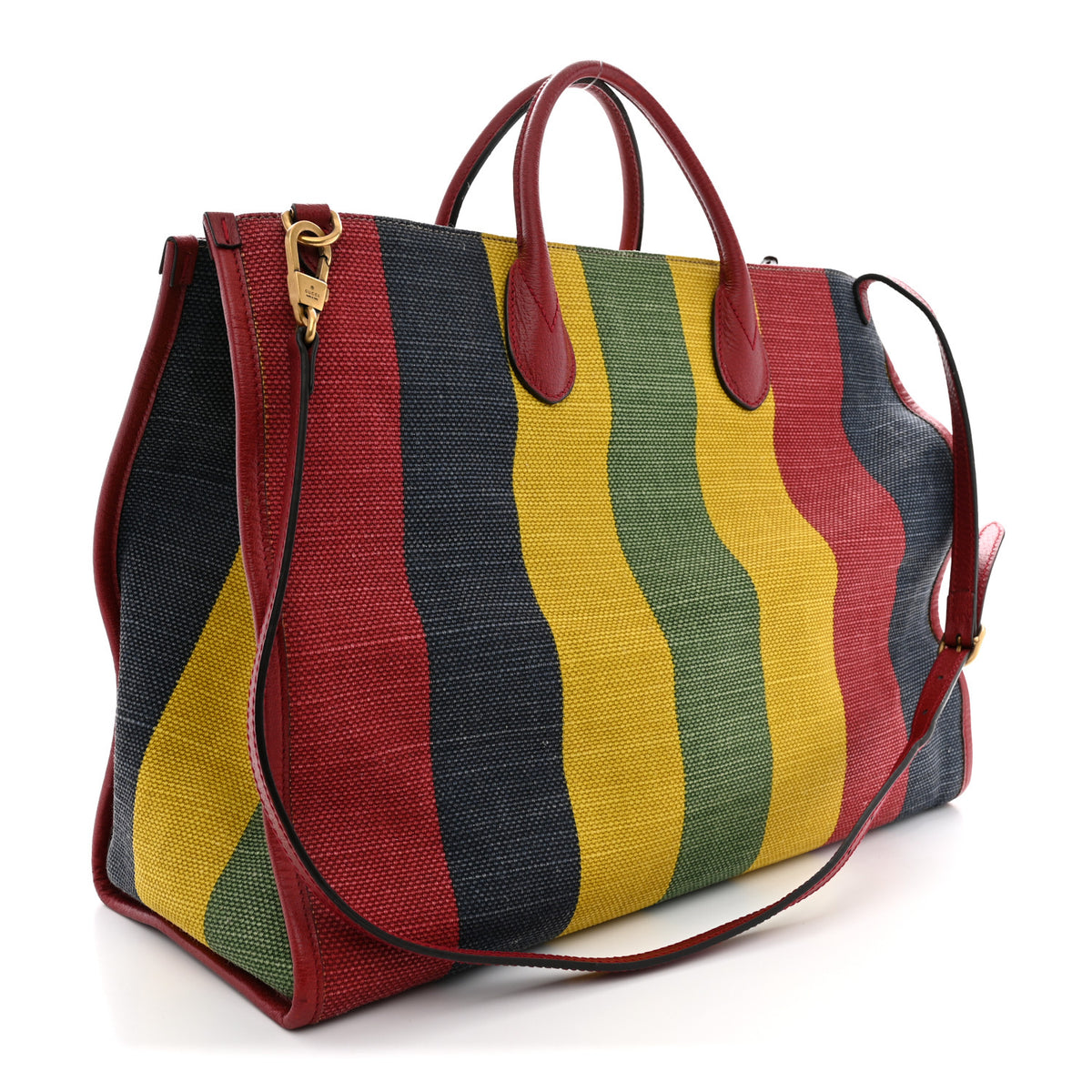 Gucci Canvas Marley Stripe Script Logo Large Gucci 100 Tote Bag Multicolor 3 of 15