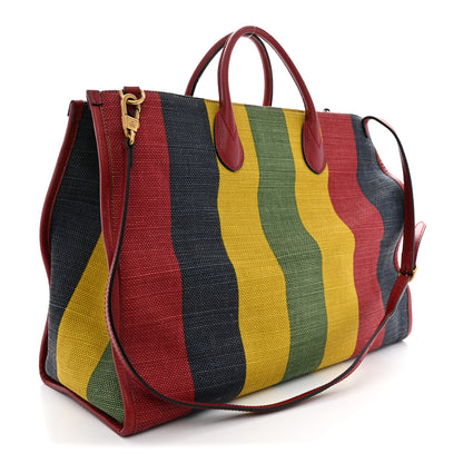 Gucci Canvas Marley Stripe Script Logo Large Gucci 100 Tote Bag Multicolor 3 of 15
