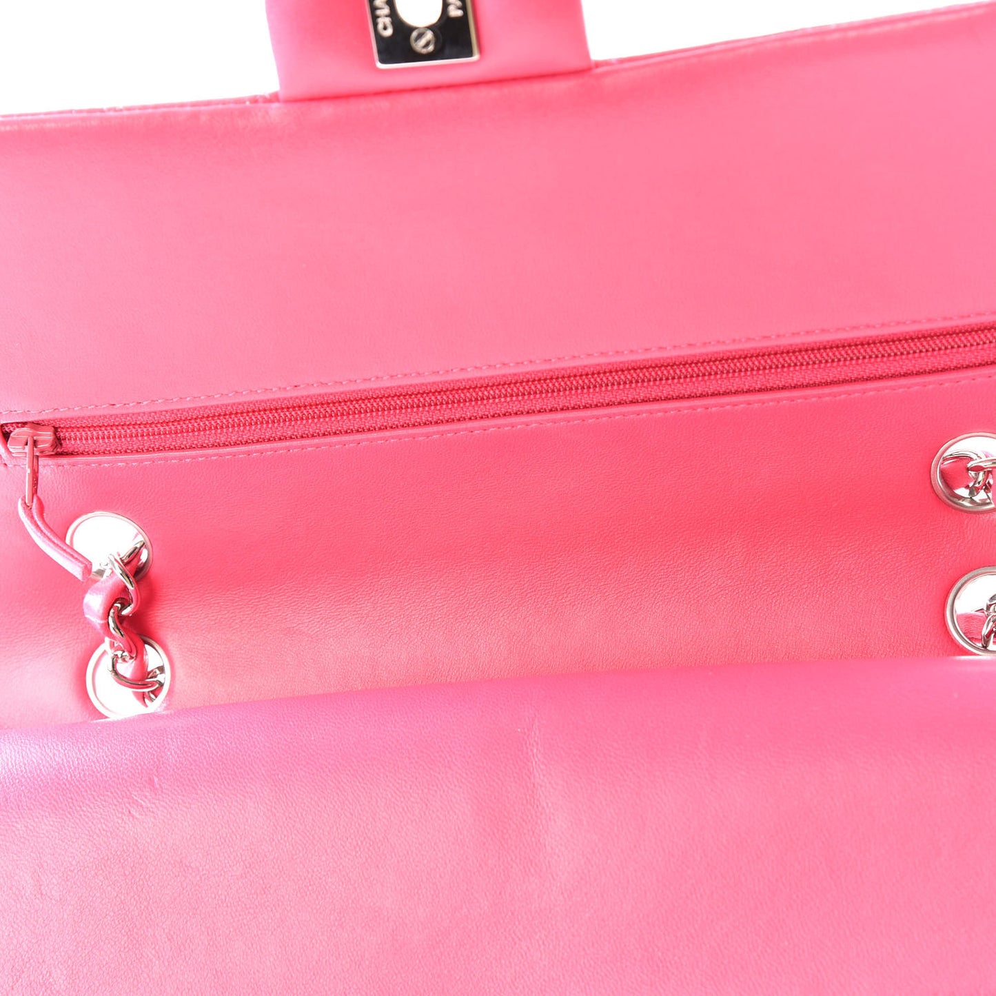 Lambskin Quilted Medium Double Flap Fuchsia