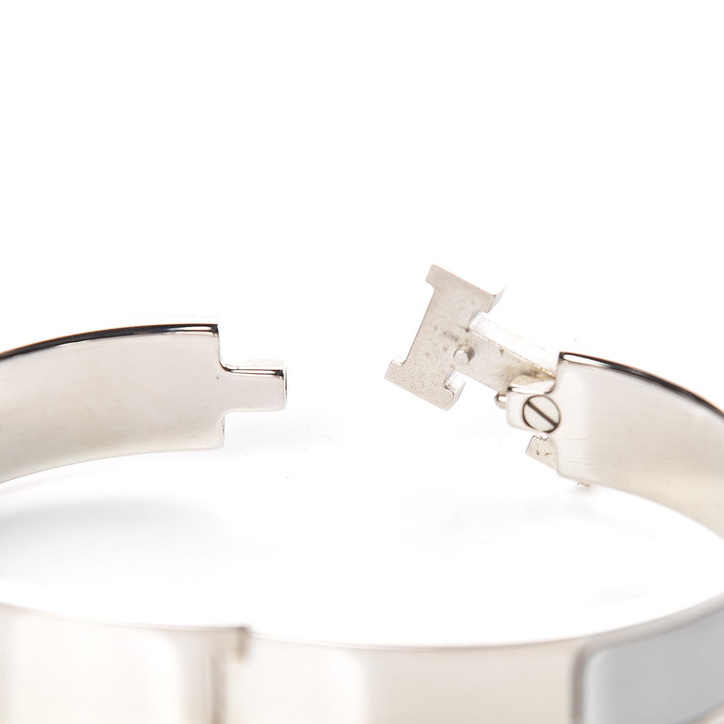 Enamel Narrow Clic Clac H Bracelet GM Blanc Gris Clair