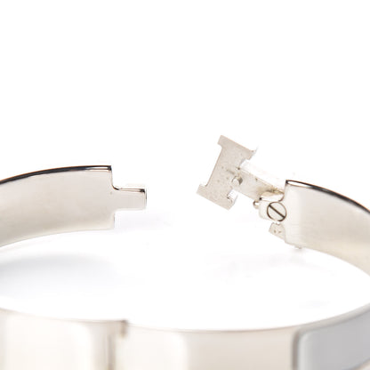 Hermes Enamel Narrow Clic Clac H Bracelet GM Blanc Gris Clair 5 of 6