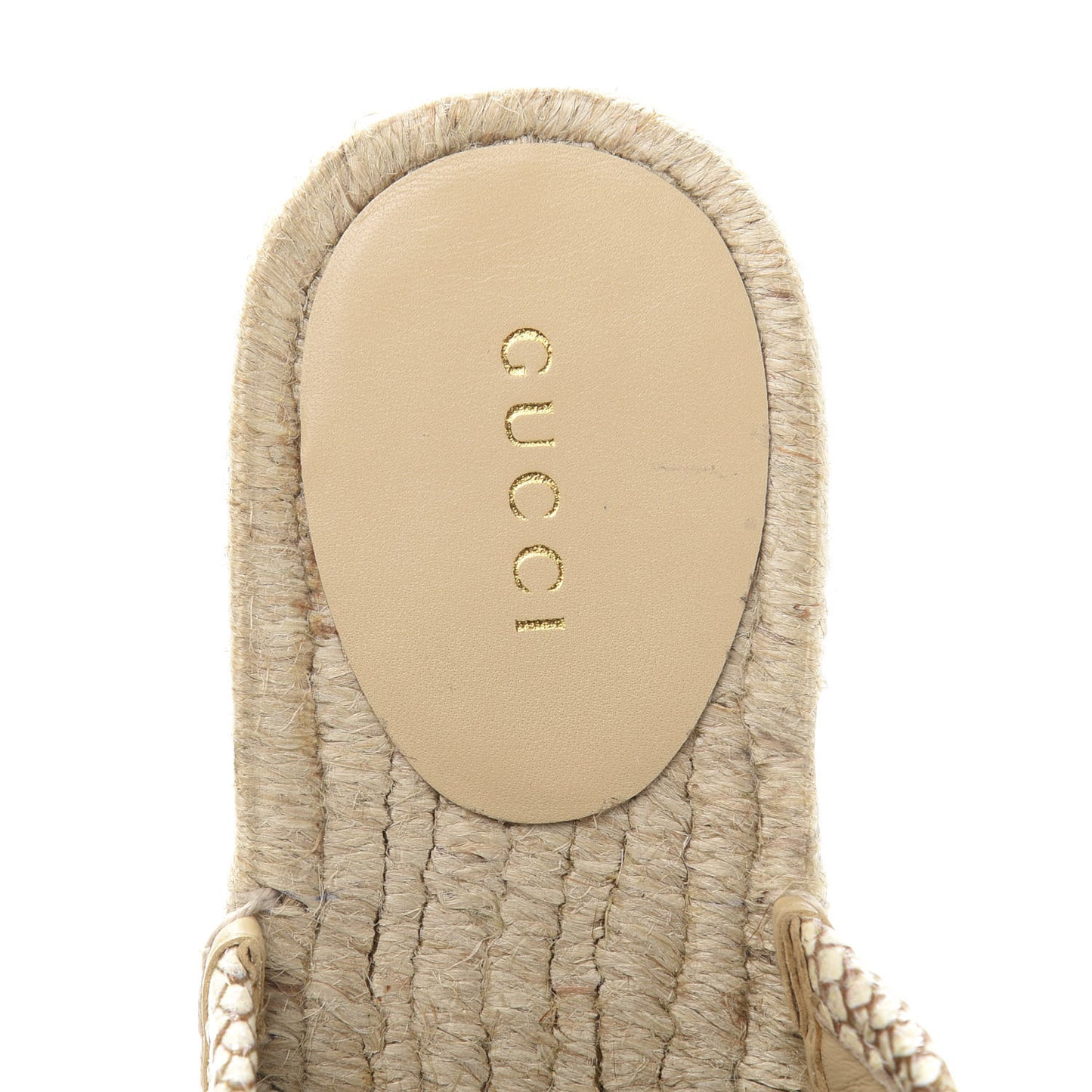 Straw Elaphe Matelasse GG Marmont Espadrille Slippers 35 Natural Cream Brown