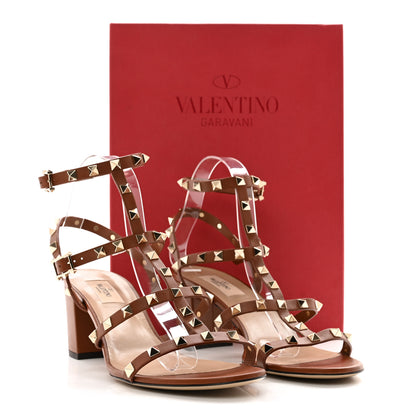 Valentino Garavani VALENTINO GARAVANI Calfskin Rockstud 60mm City Sandals 37.5 Saddle Brown 9 of 9
