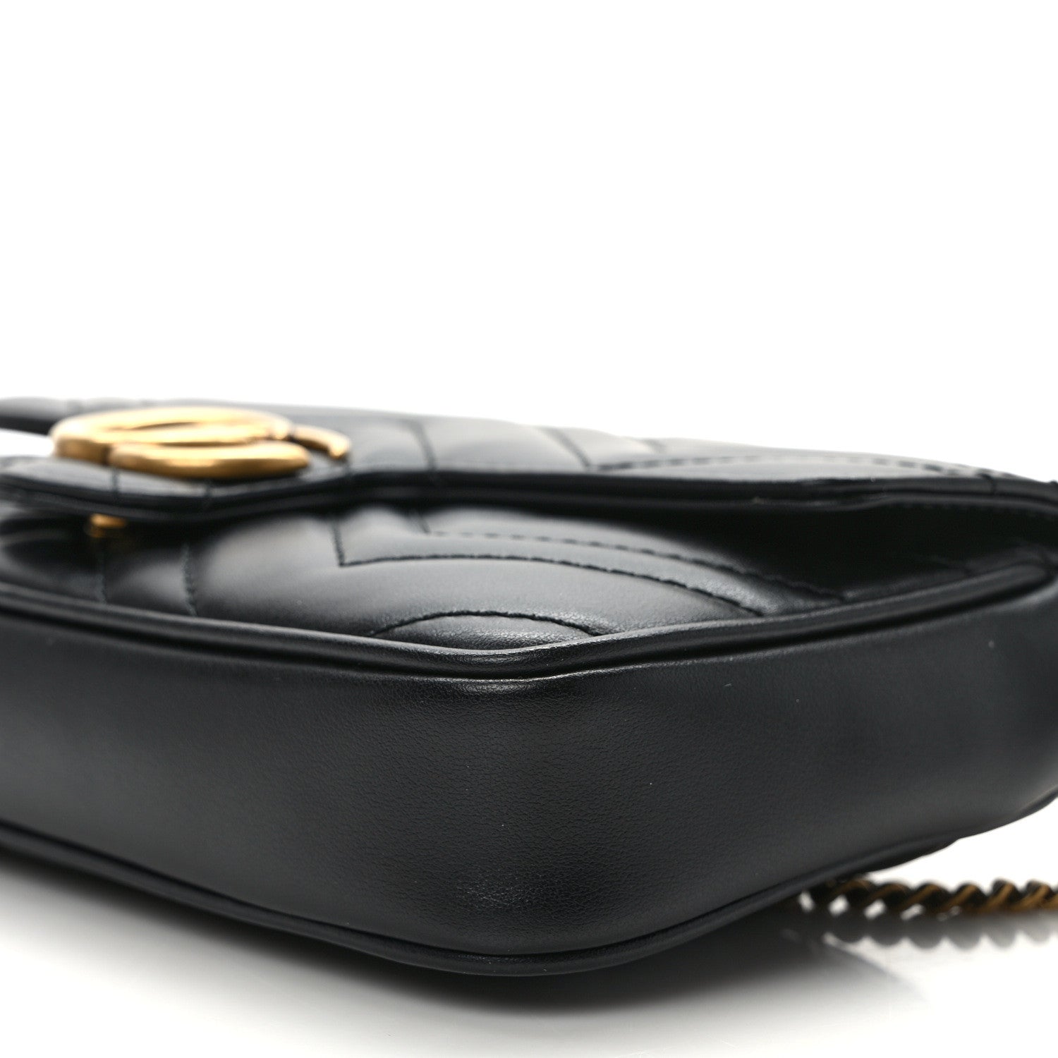 Gucci Calfskin Matelasse Mini GG Marmont Shoulder Bag With Case Black White 9 of 12