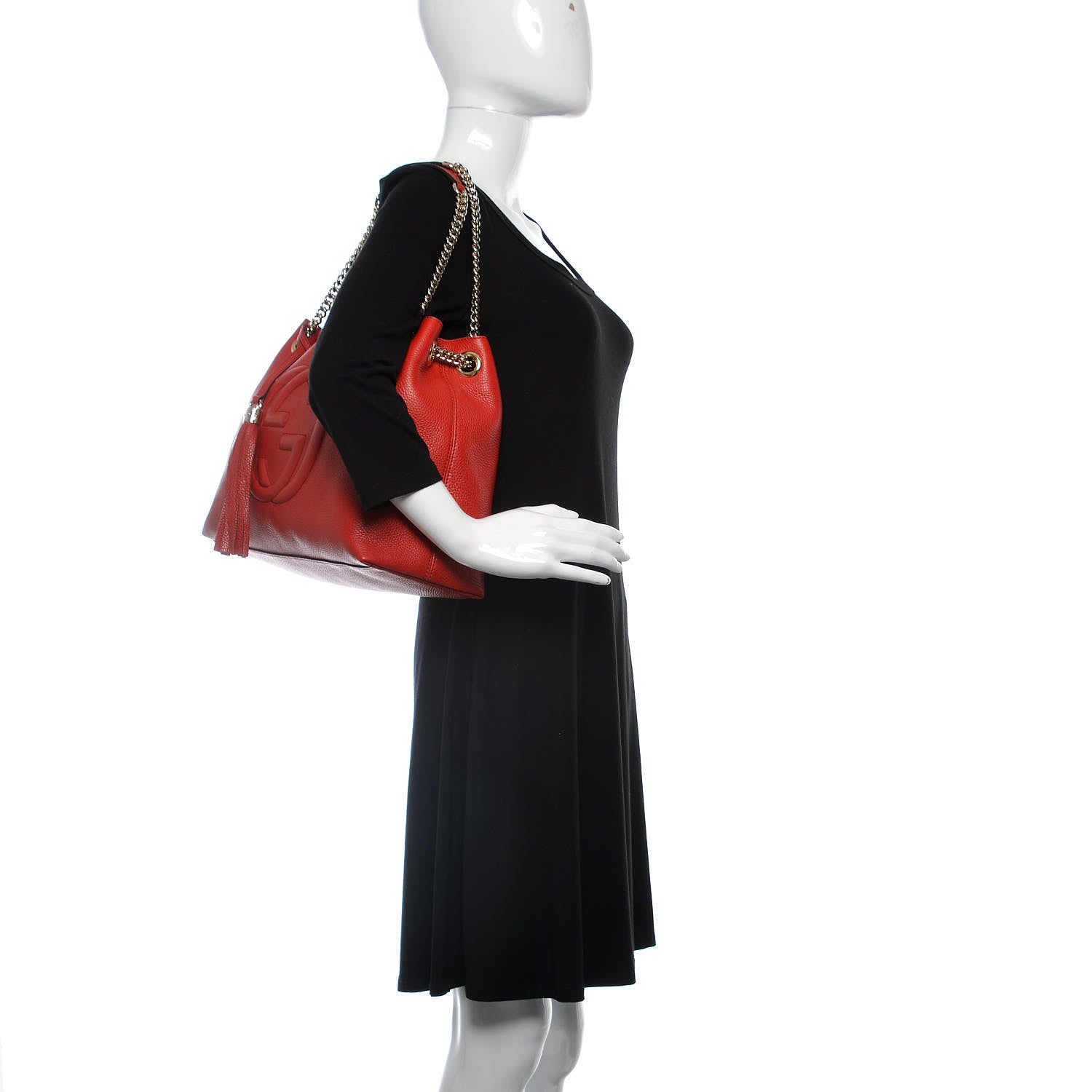Gucci Cellarius Calfskin Medium Soho Chain Shoulder Bag Vibrant Red 2 of 9