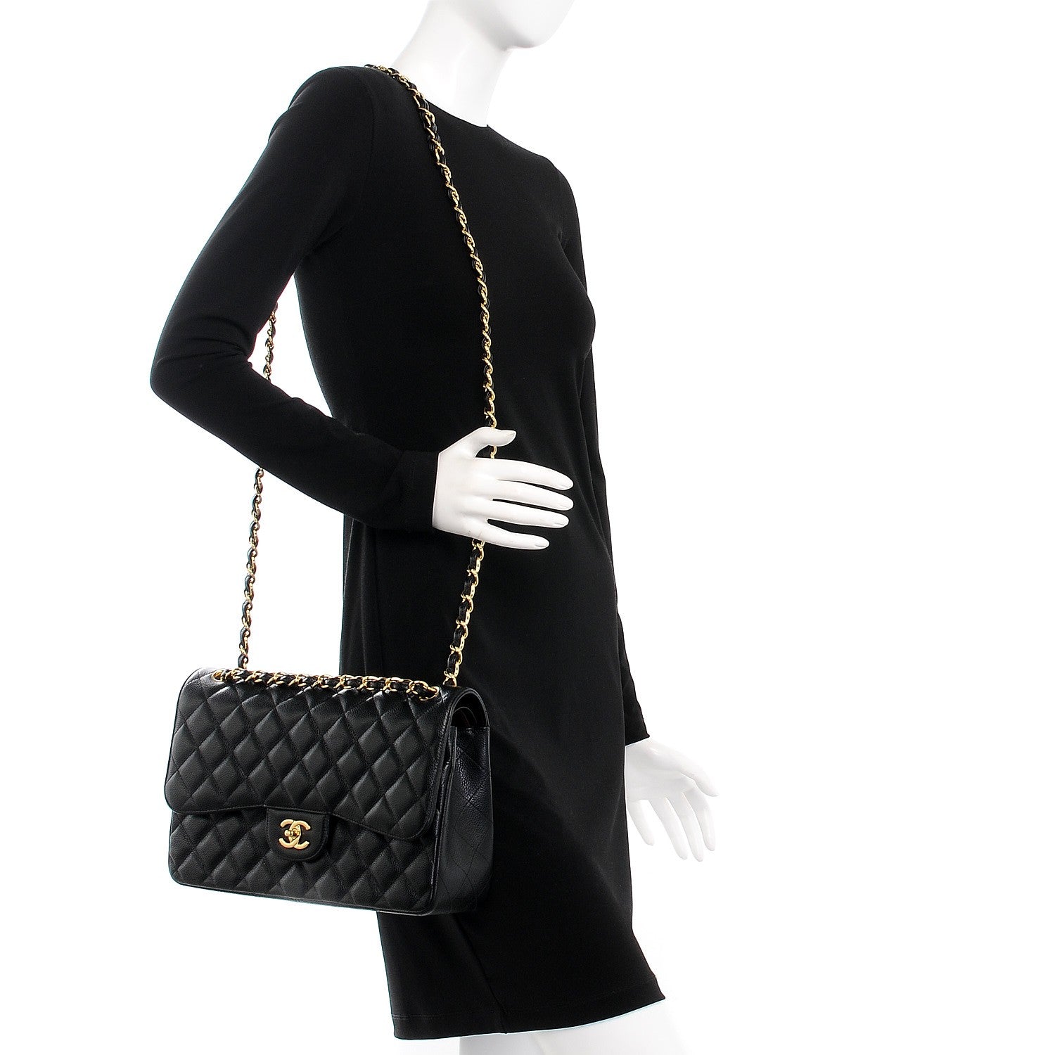 Chanel Caviar Quilted Jumbo Double Flap Black 2 of 9