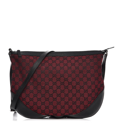 Gucci Denim Monogram Large Half Moon Hobo Red 1 of 10