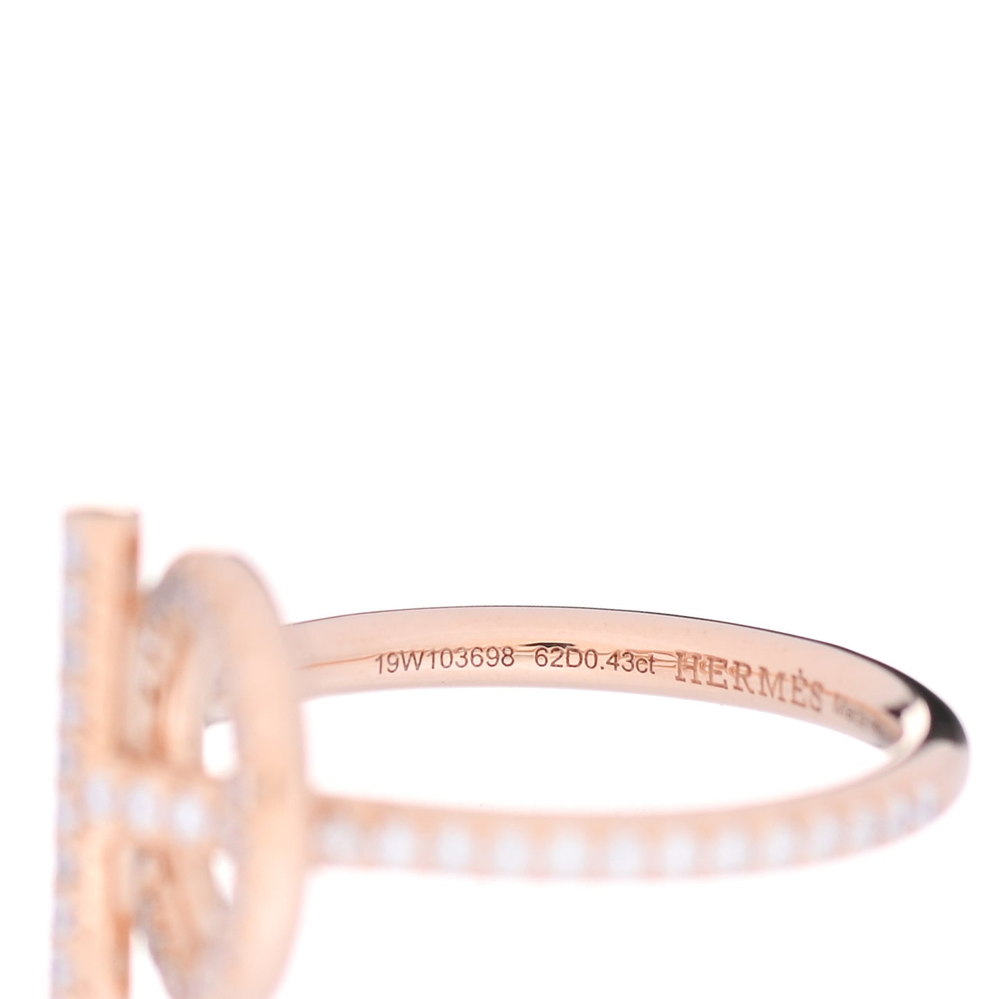 18K Rose Gold Diamond Pave PM Echappee Ring 53 6.5