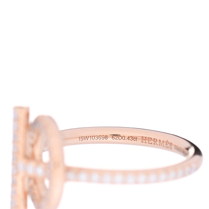 Hermes 18K Rose Gold Diamond Pave PM Echappee Ring 53 6.5 4 of 7