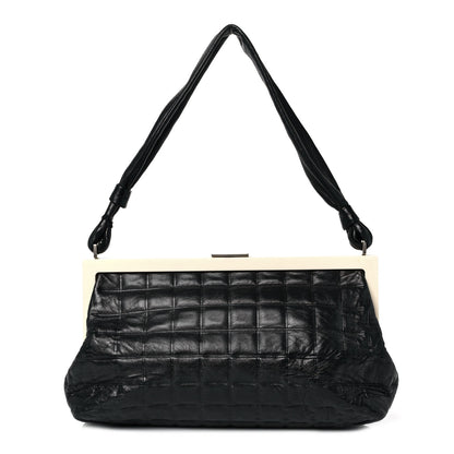 Chanel Lambskin Chocolate Bar Quilted Frame Shoulder Bag Black 1 of 10