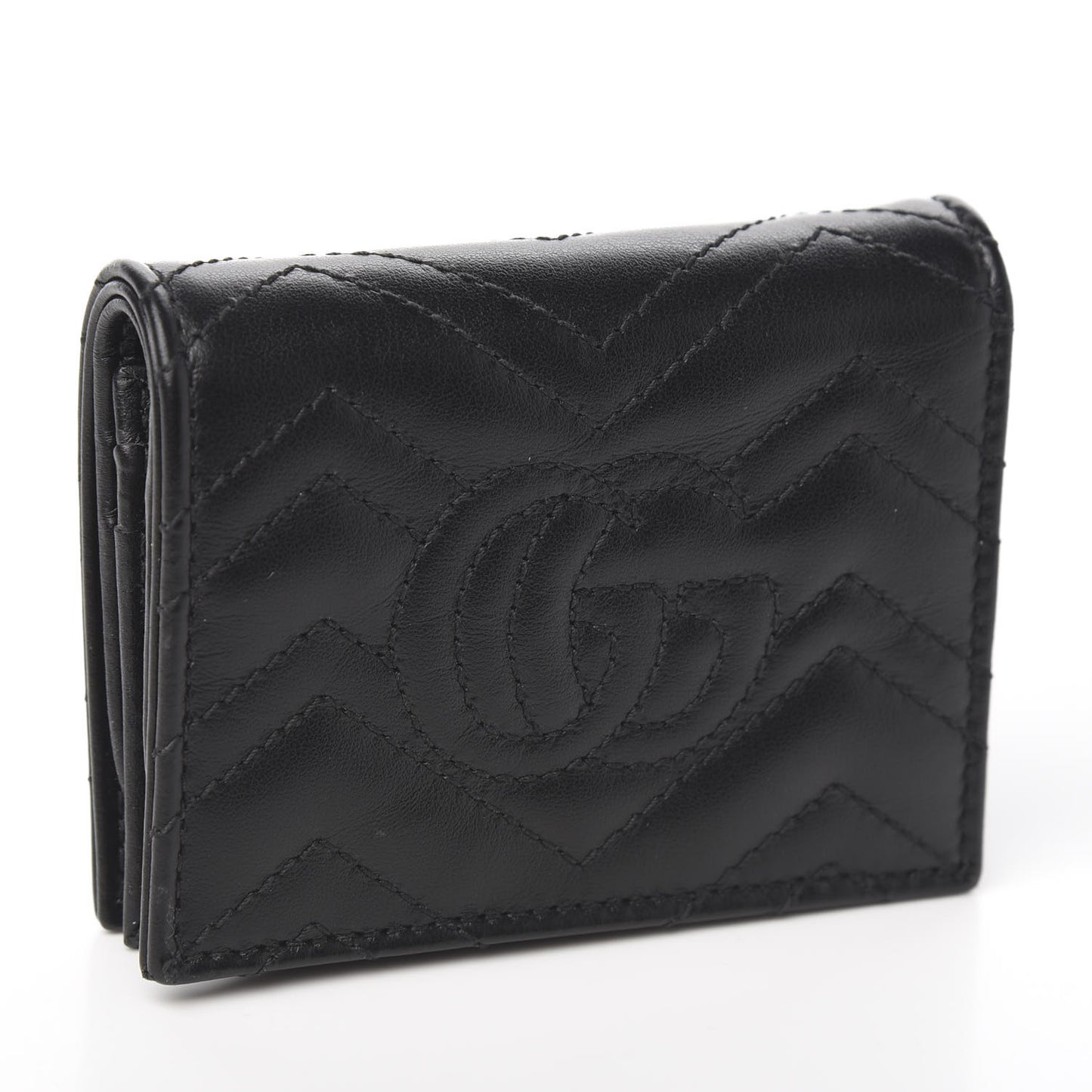 Calfskin Matelasse GG Marmont Card Case Wallet Black