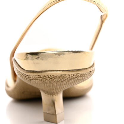 Prada Spazzolato Triangle Logo Pointed Toe 45mm Slingback Pumps 36 Platino 11 of 12