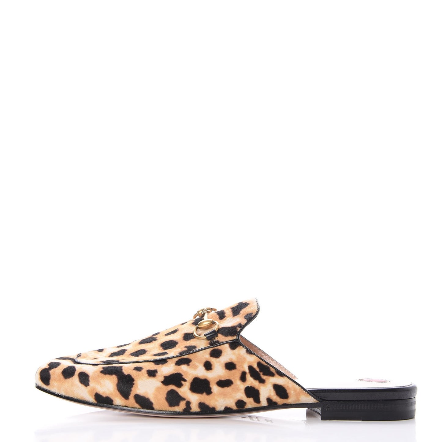Calf Hair Leopard Print Womens Princetown Slippers 39.5 Naturale Black