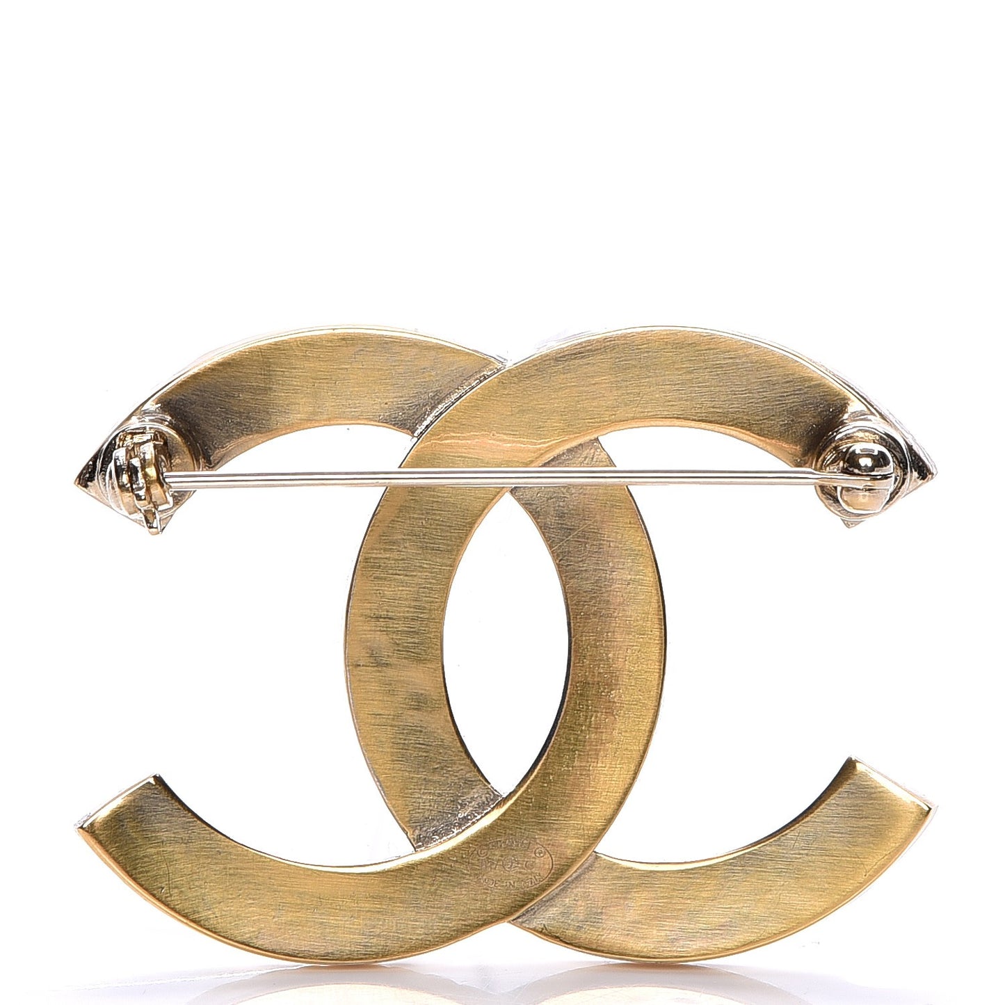 Baguette Crystal Quilted CC Brooch Gold
