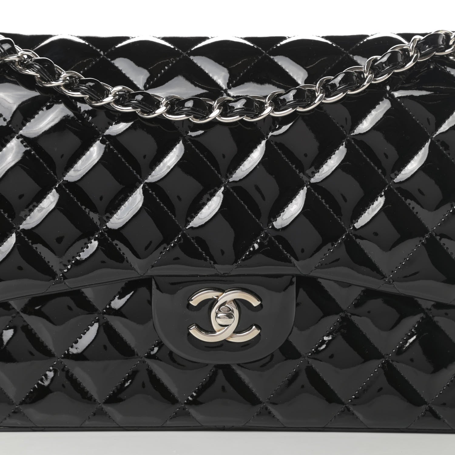 Chanel Patent Quilted Jumbo Double Flap Black 8 of 15