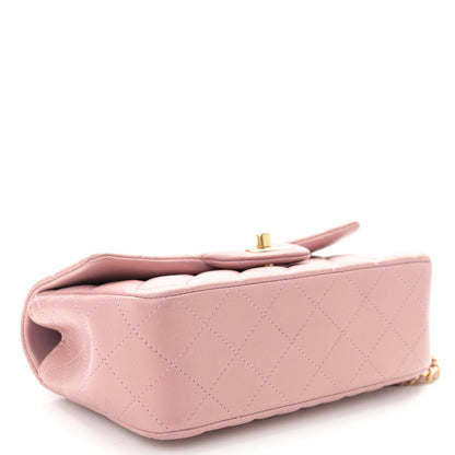 Chanel Iridescent Lambskin Quilted Mini Top Handle Rectangular Flap Pink 4 of 11