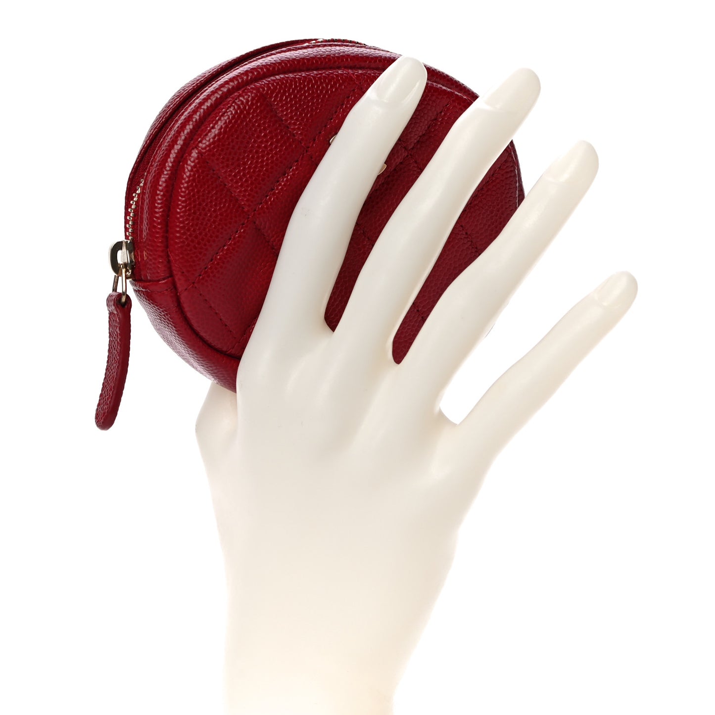 Caviar Quilted Zip Around Classic Coin Purse Red