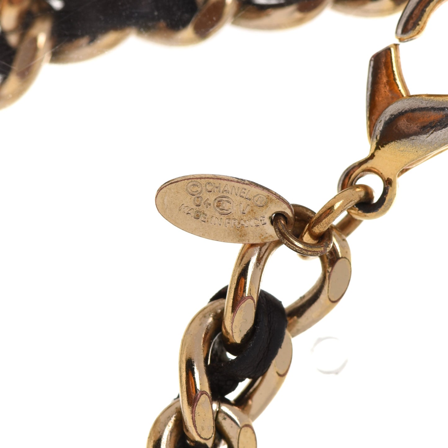 Lambskin Chain Logo Charms Bracelet Black Silver