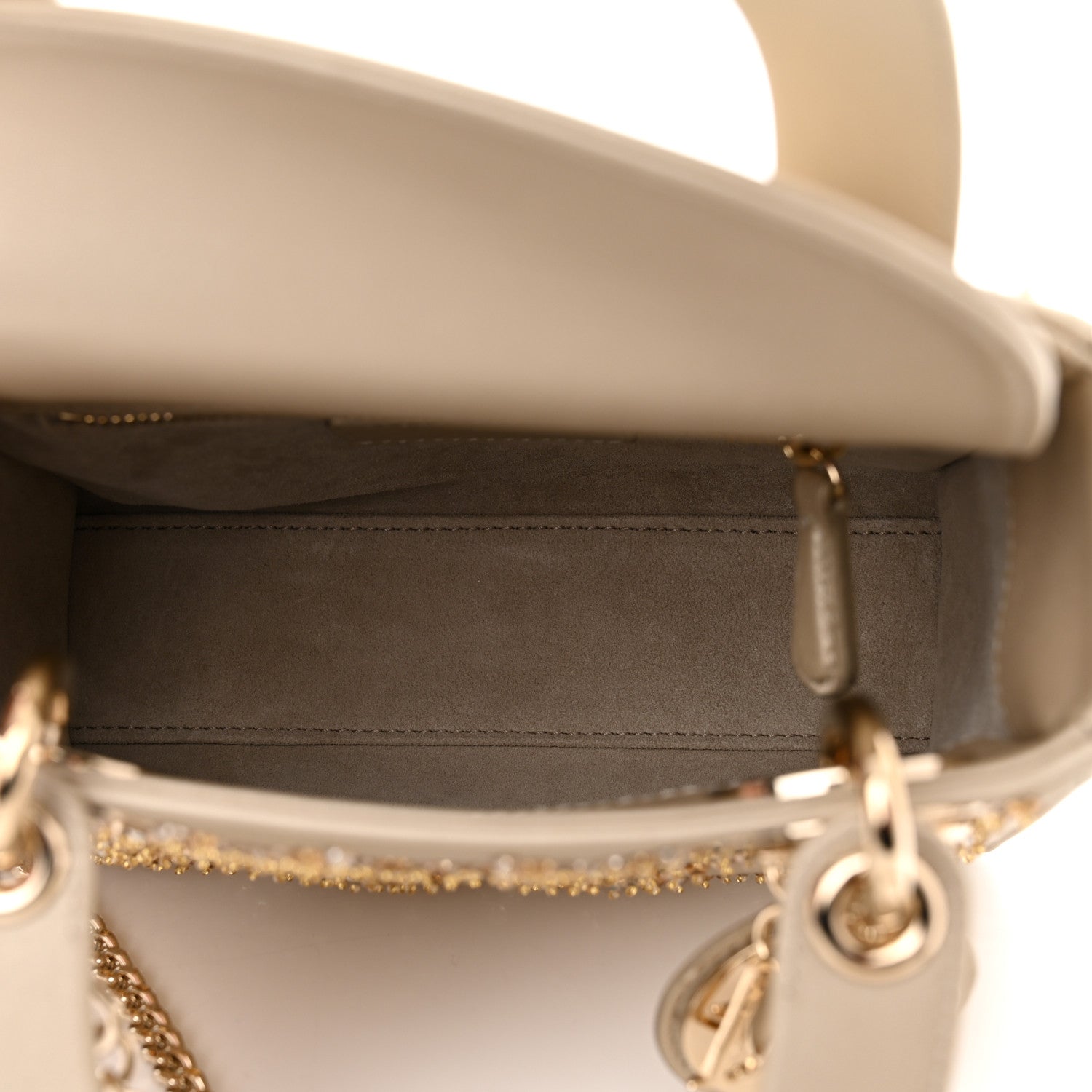 Christian Dior Metallic Lambskin Crystal Cannage Mini Lady Dior Platinum 5 of 9