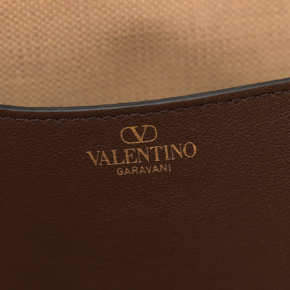 Valentino Garavani Synthetic Raffia Calfskin Rockstud Garden Tote Bag Tobacco Cacao 6 of 9