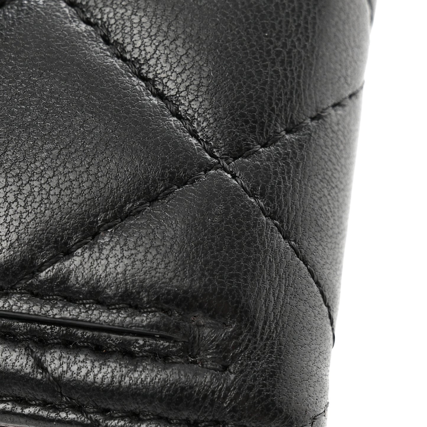 Lambskin Quilted Compact Flap Wallet Black