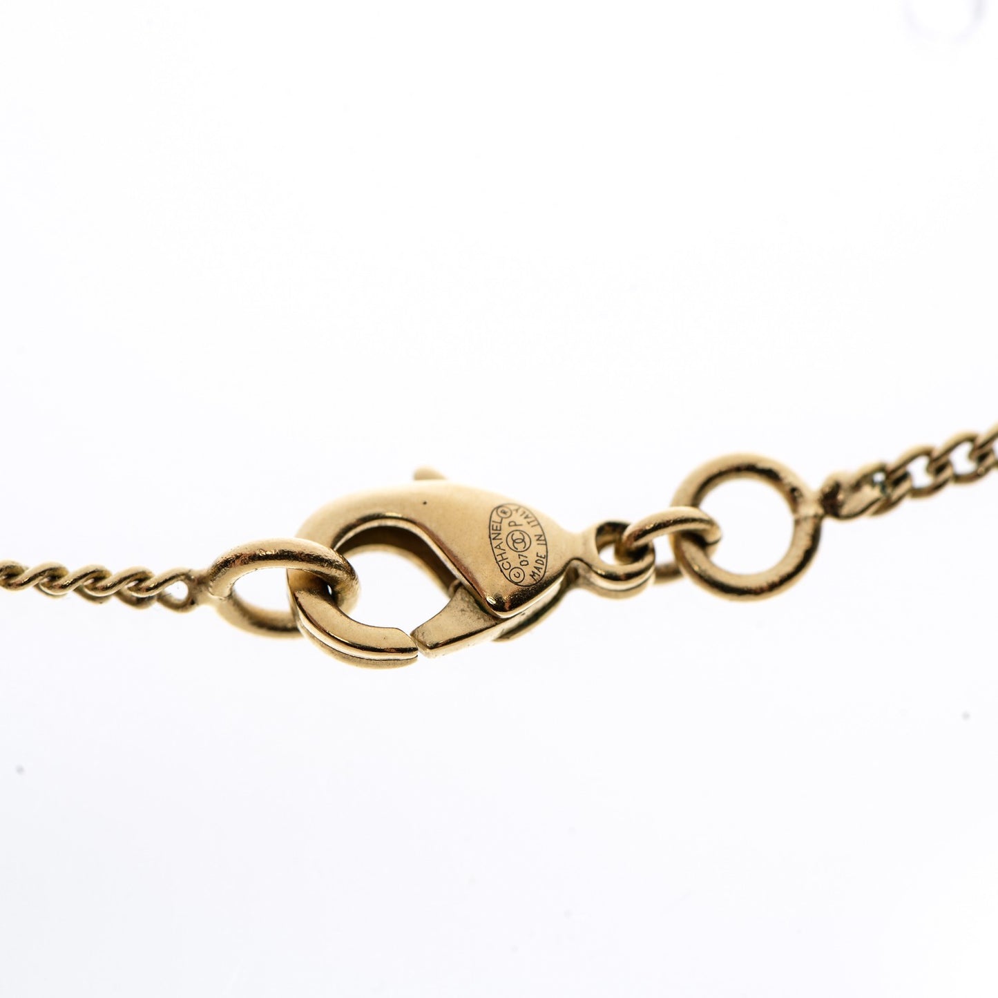 Pearl CC Pendant Necklace Gold