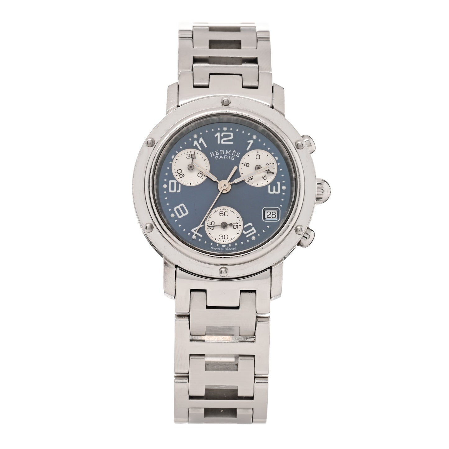 Stainless Steel 31mm Clipper Chronograph Quartz Watch Blue