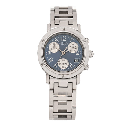 Hermes Stainless Steel 31mm Clipper Chronograph Quartz Watch Blue 1 of 5