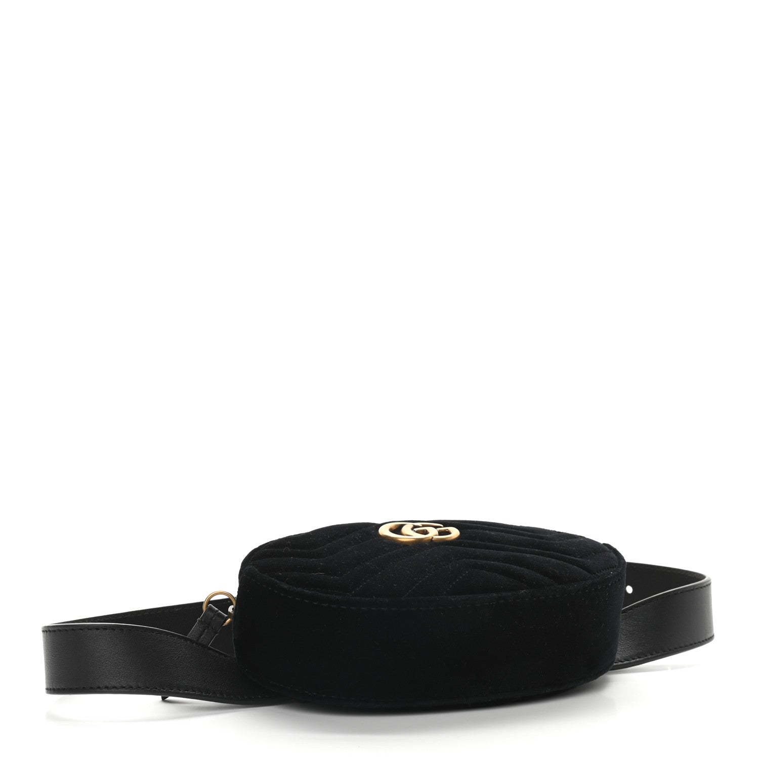 Gucci Velvet Matelasse GG Marmont Belt Bag 85 34 Black 4 of 9
