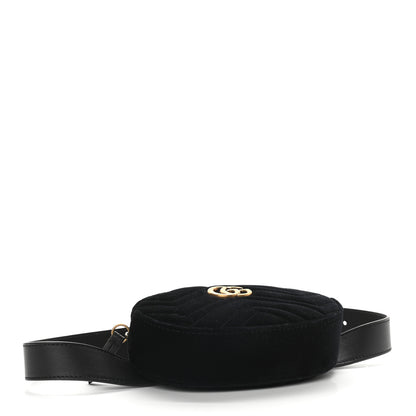 Gucci Velvet Matelasse GG Marmont Belt Bag 85 34 Black 4 of 9