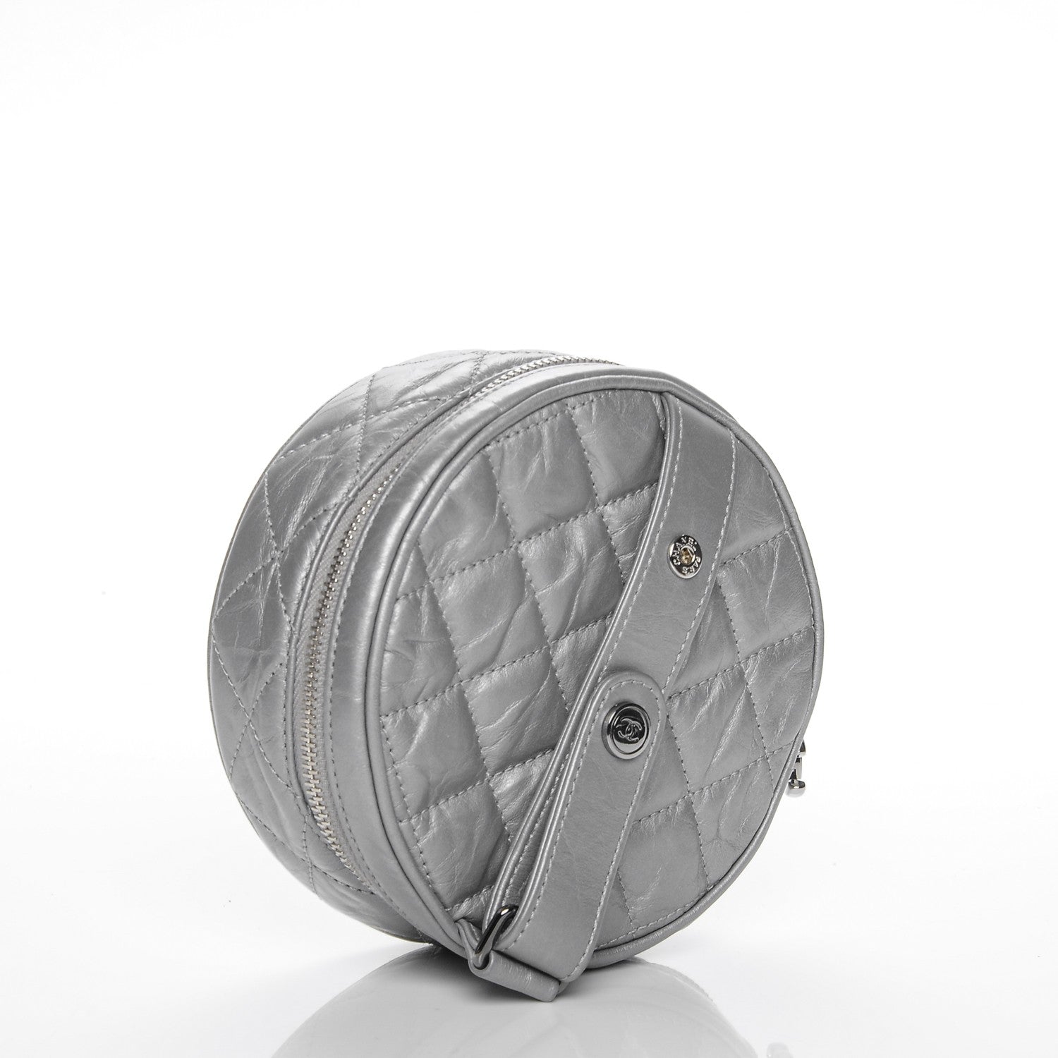 Chanel Metallic Aged Calfskin Quilted Belt Waist Bag Silver 3 of 10