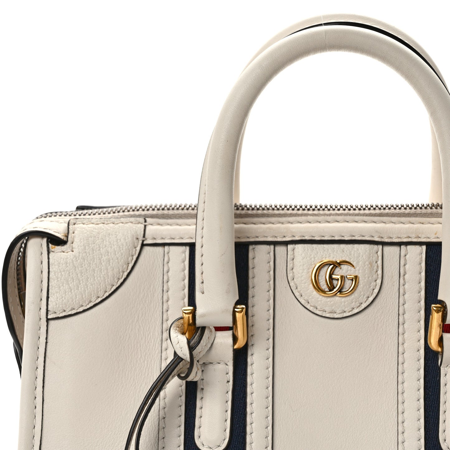 Koi Calfskin Small Bauletto Duffle Top Handle Bag Mystic White