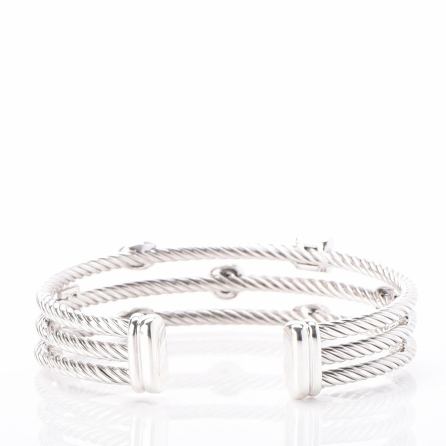 Sterling Silver Diamond Three Row Confetti Cuff Bracelet